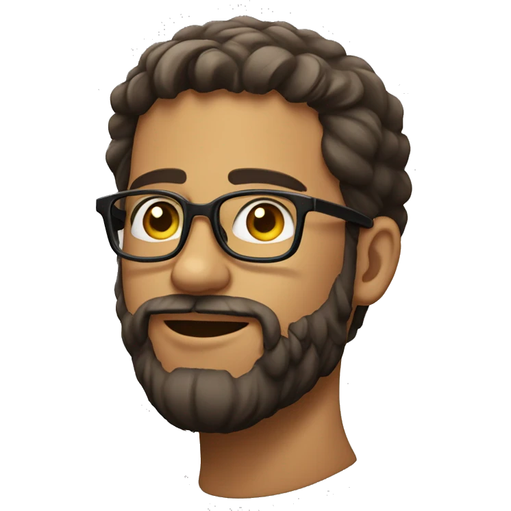 a bearded, bespectacled man in his 20s emoji