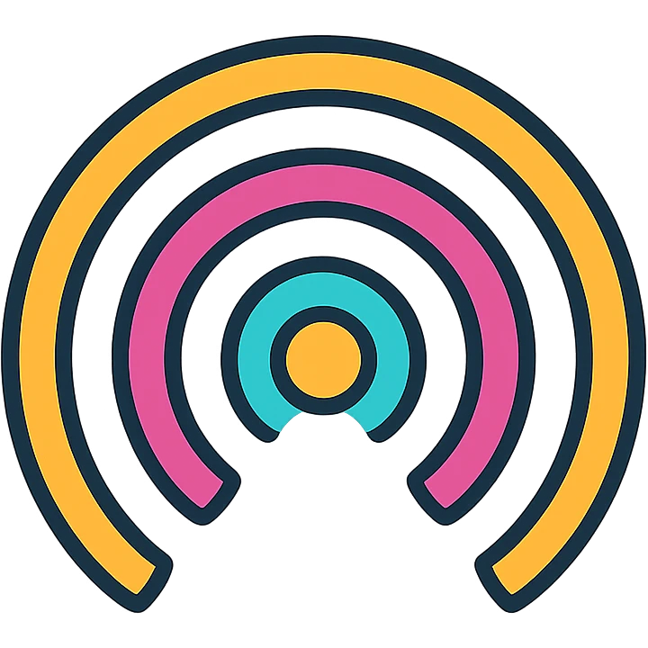 abstract icon of echo waves with concentric curved lines radiating outward symbolizing resonance and lasting sound, modern minimal style emoji