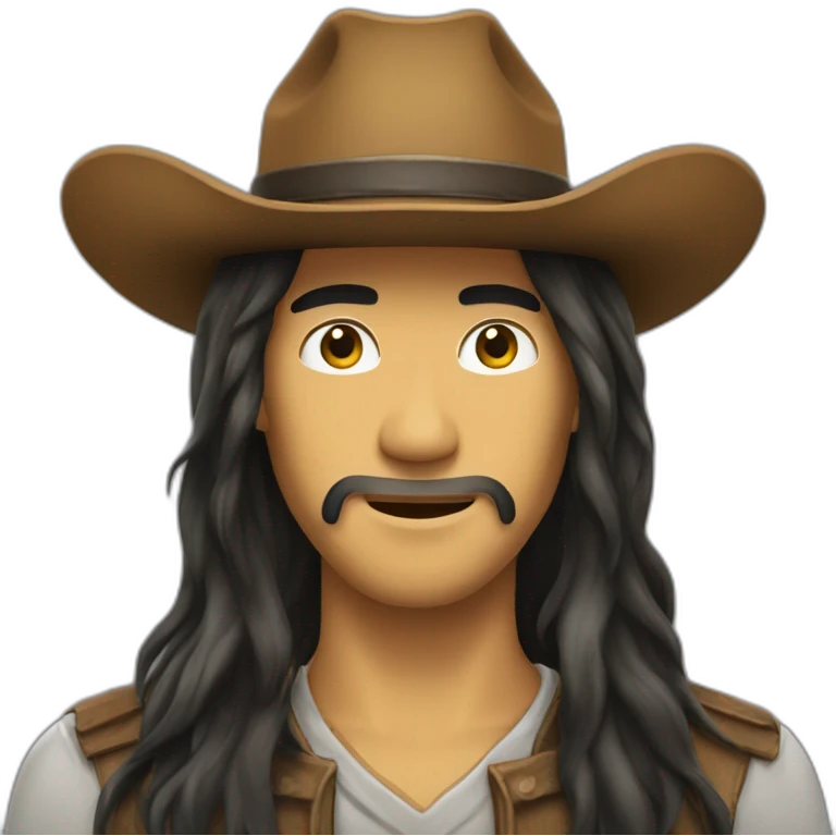 indonesian-guy-long-hair-big-cowboy-hat emoji