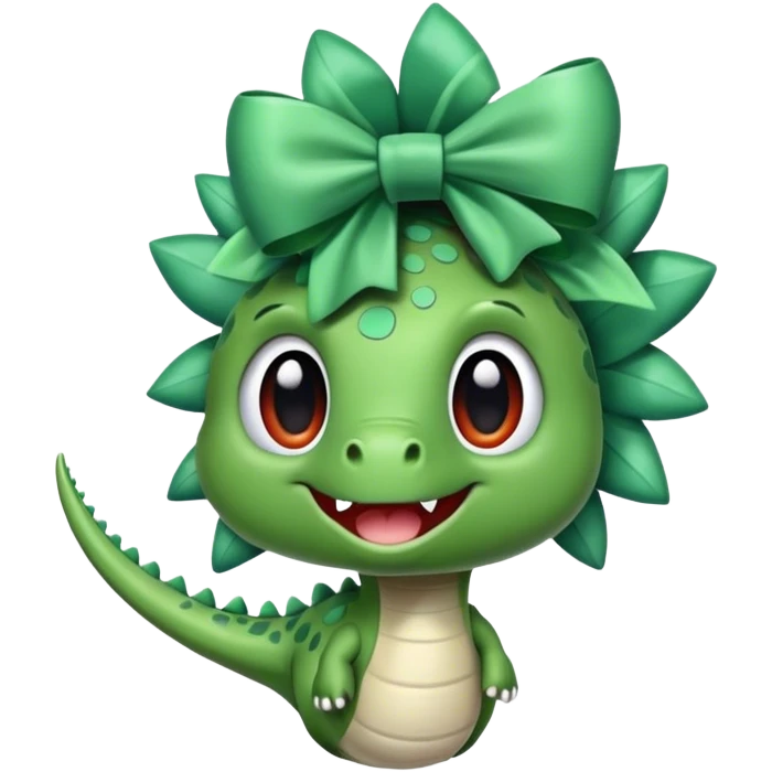 Dino with a bow in hair  emoji