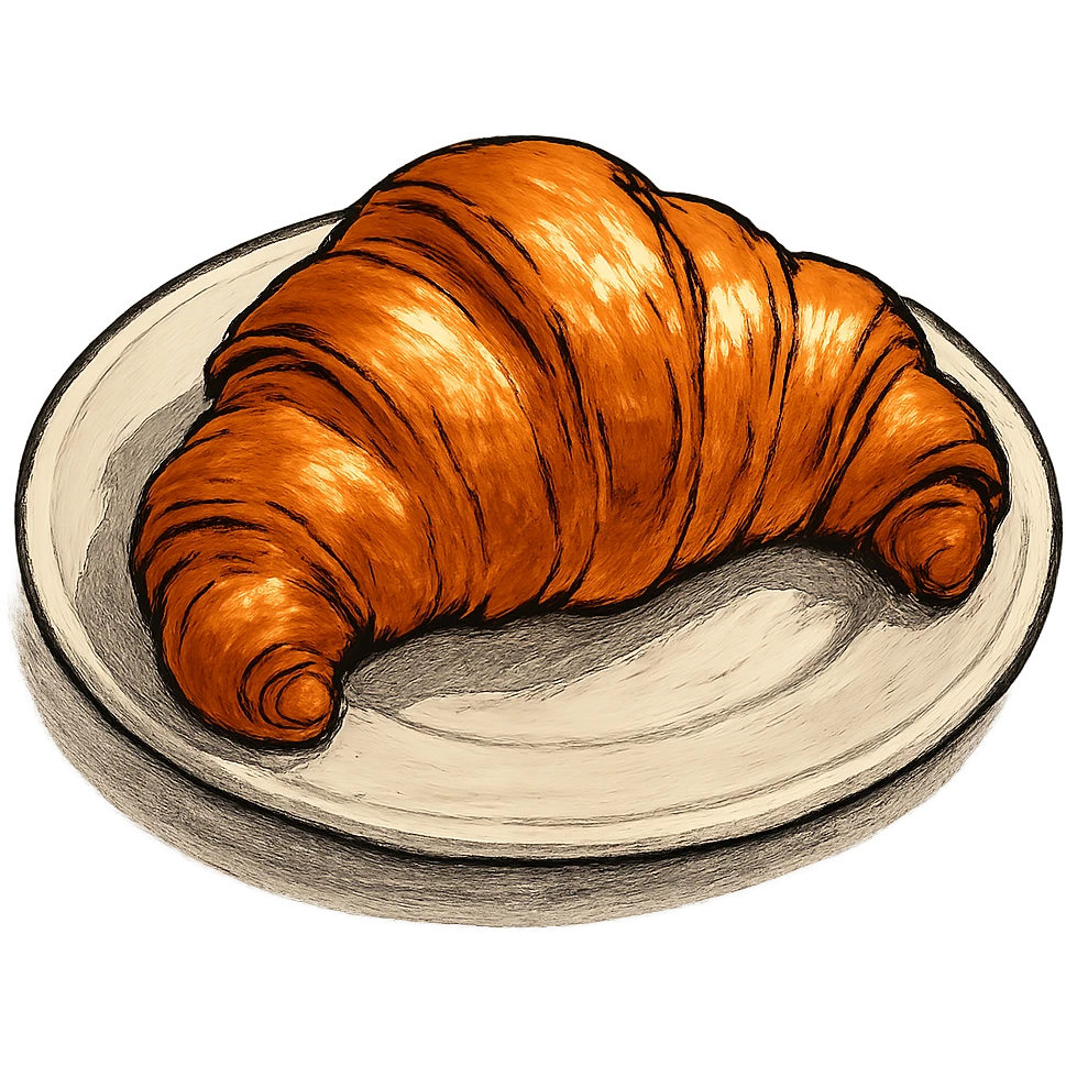 A croissant on a plate, GPT image style emoji