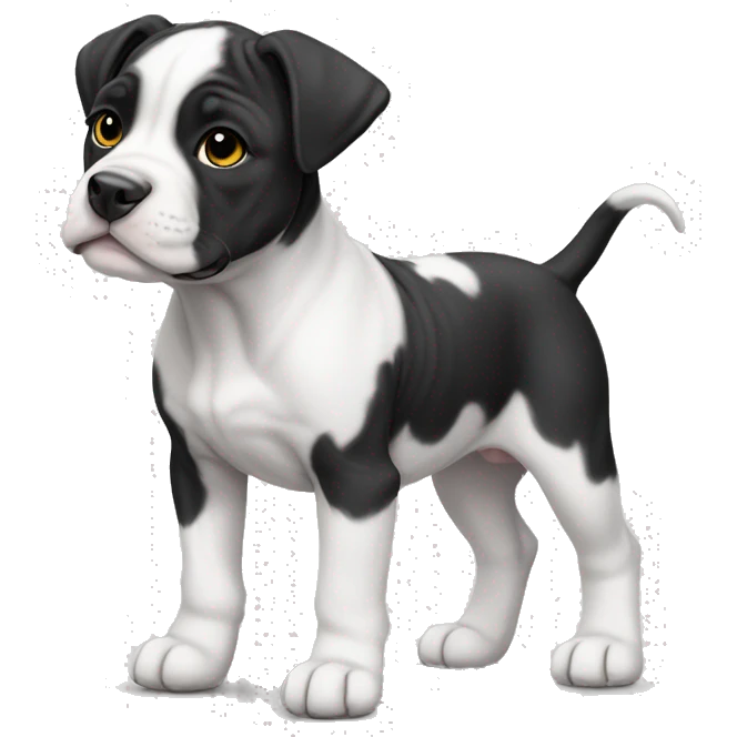 Black and white English staffordshire puppy full body emoji