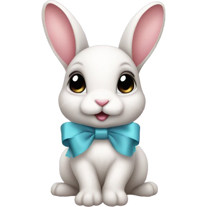 Baby bunny with coquette bow on ear emoji