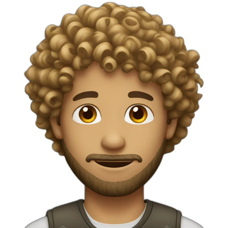 Curly hair guy with short beard emoji