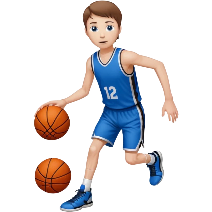 Tall, white, skinny, playing basketball, brown short hair, blue eyes emoji