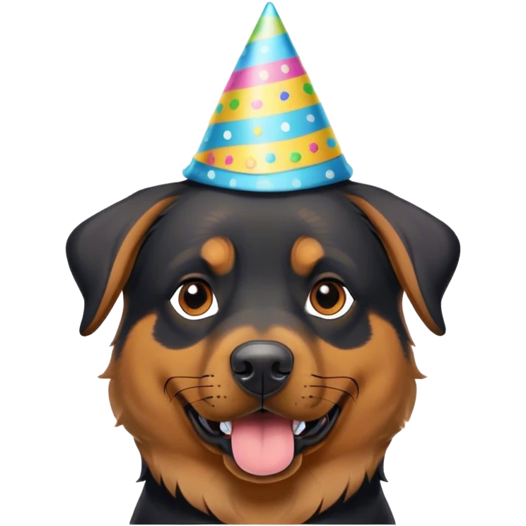 A Rottweiler/German Shepherd mix wearing a party hat. emoji