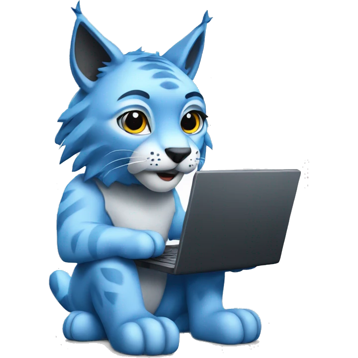 A blue lynx with a laptop emoji