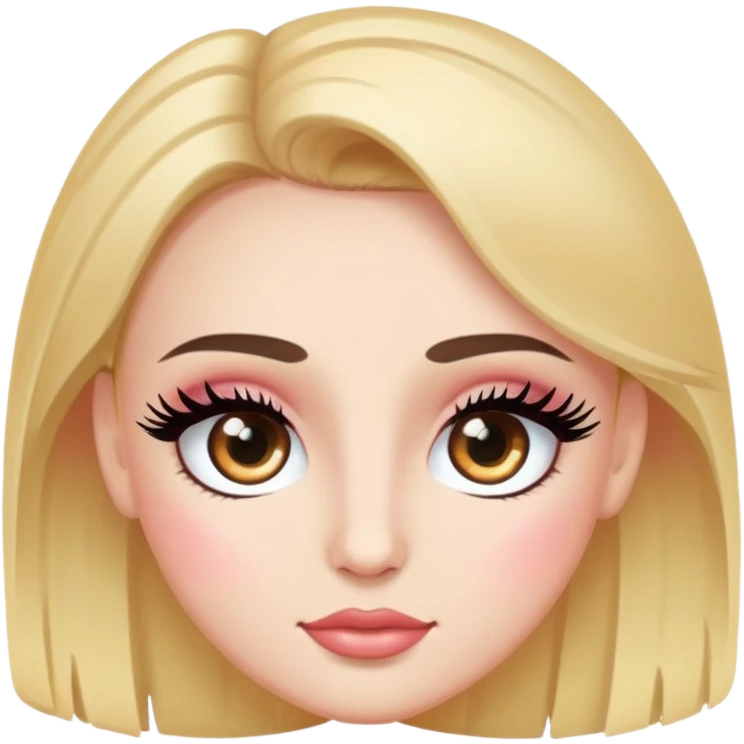 face with eyelashes and blush with bright eyes emoji