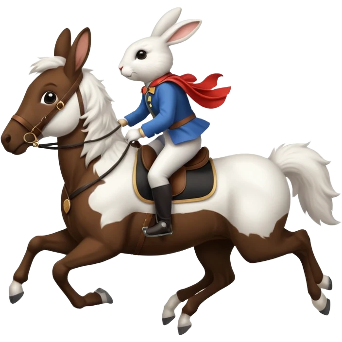 Exciting rabbit galloping on the back of horse emoji
