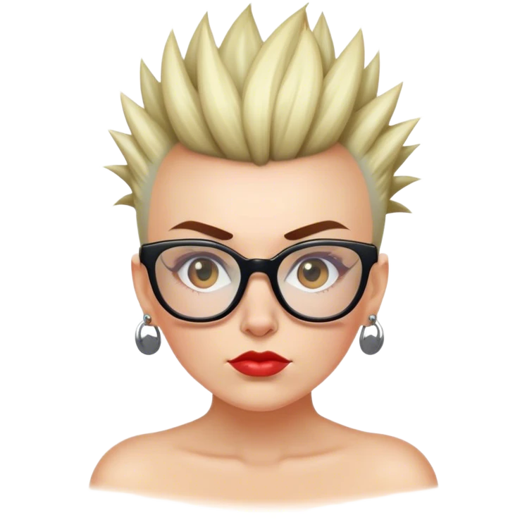 mohawk white woman enormous glasses emoji