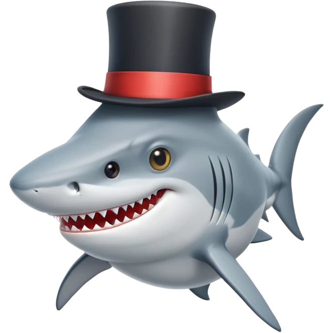 Shark with a top hat emoji