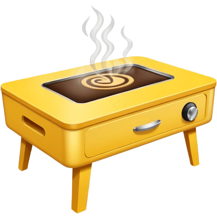 yellow coffe table, coffee on top
 emoji