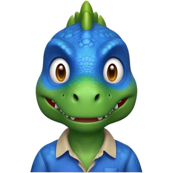 blue Dinosaur wear shirt, front face emoji
