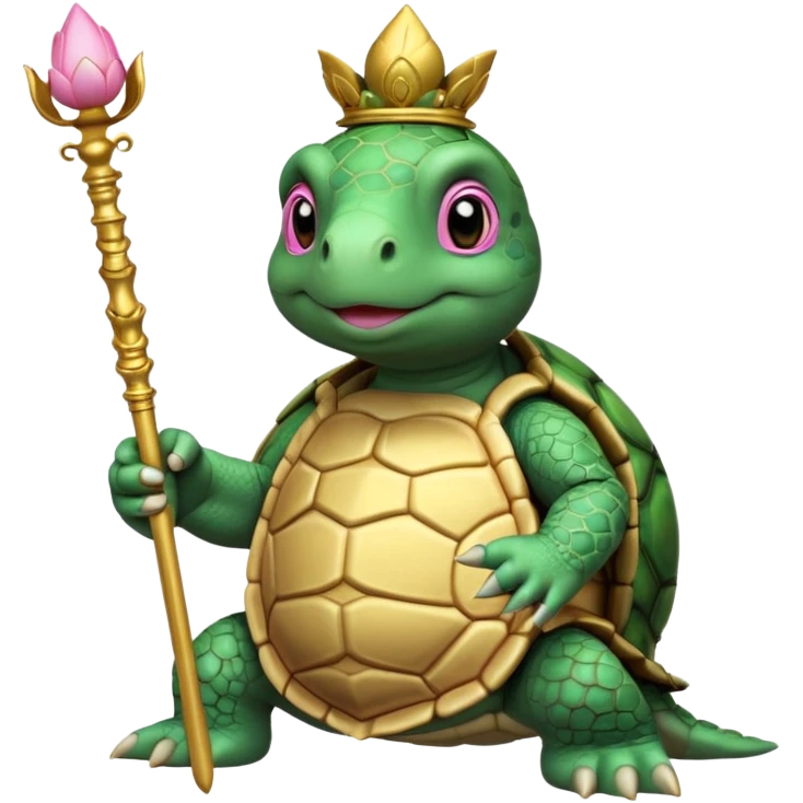 turtle, scepter, buddhism, lotus emoji