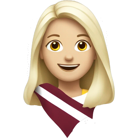 Happy blonde woman with a Latvian flag emoji