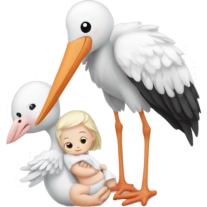 Stork with baby girl  emoji