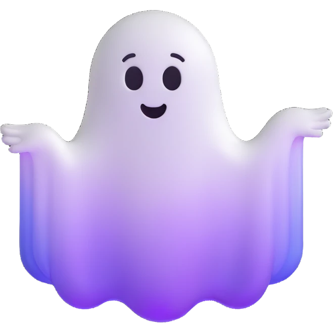 cartoon ghost emoji, floating, no background emoji