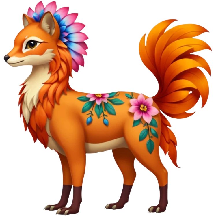 Colorful exotic floral Falvie-Fionbri, full body emoji