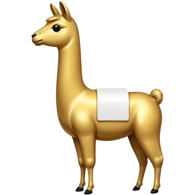 A small golden llama silhouette with a white sign on its side emoji