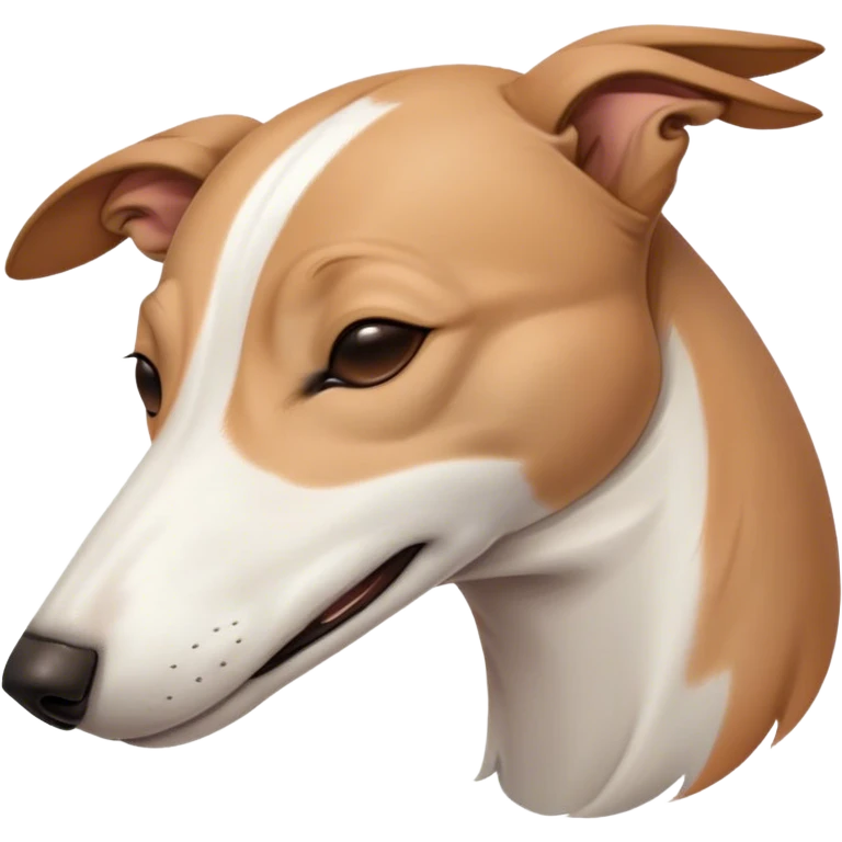Meme-Worthy Cute Sleeping White and Brown Greyhound Portrait Emoji, Head resting peacefully with a contented smile, showcasing a lean, graceful build and a luxuriously smooth Fur of white with brown accents, eyes shut in a serene nap, Simplified yet hilariously adorable features, highly detailed, glowing with a soft, drowsy light, high shine, relaxed and utterly lovable, stylized with an air of playful laziness, bright and heartwarming, soft glowing outline, capturing the essence of a comically sleepy racer, so meme-worthy it feels like it could instantly become the next viral sensation of adorable slumber! emoji