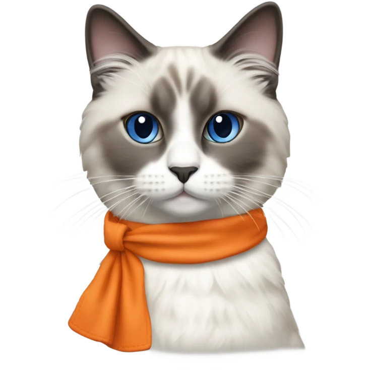 Blue point Ragdoll cat wearing an orange apron  emoji
