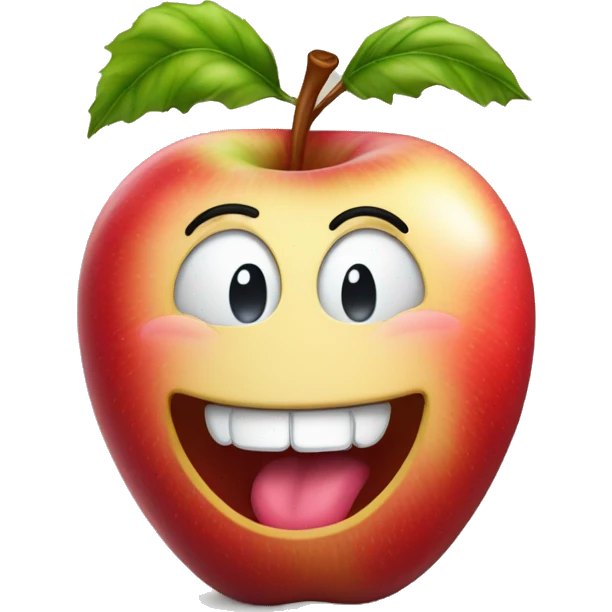 a drooling smiling apple emoji