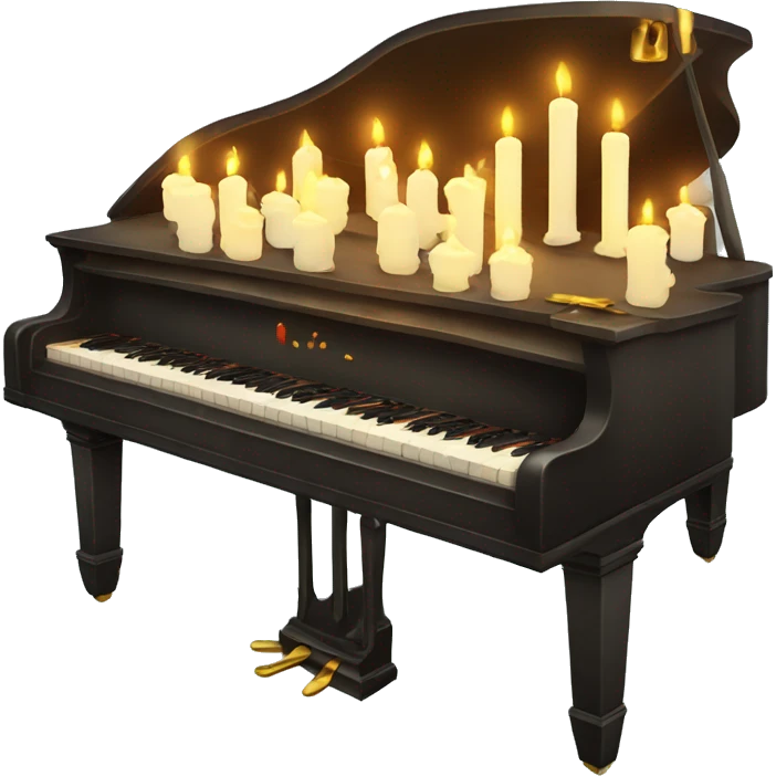 vintage piano with melted candles on top emoji