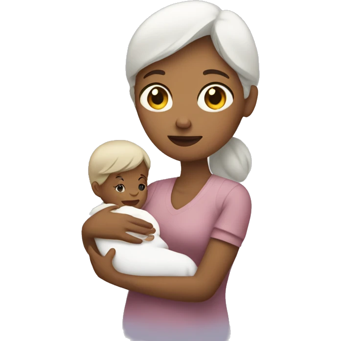 white mom holding little baby emoji