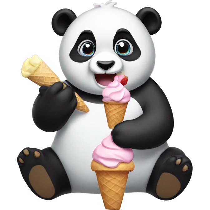 Panda eating ice cream emoji