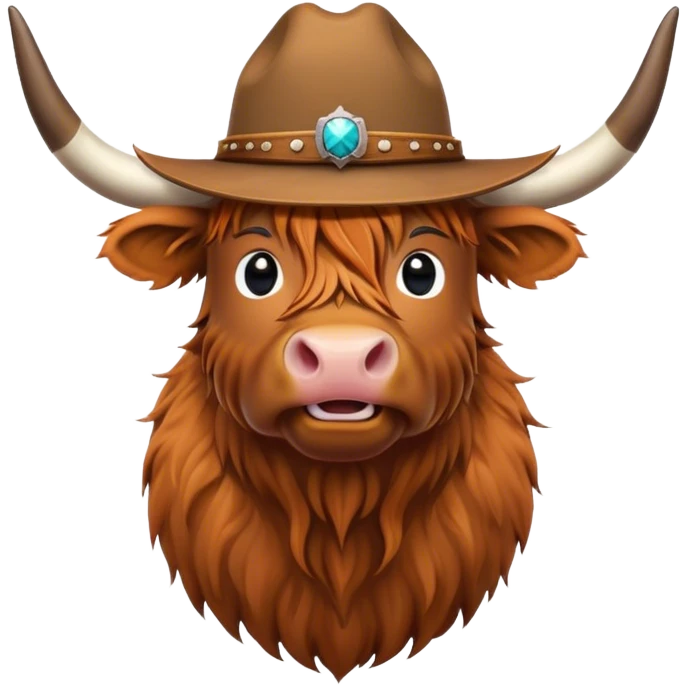 Highland Cow wearing a cowboy hat  emoji