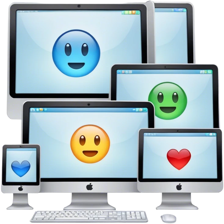 lots of monitors with different information emoji