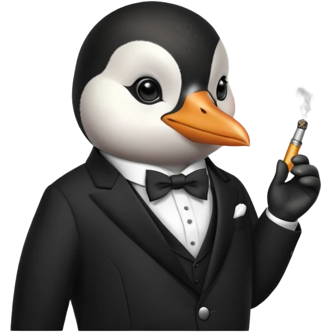 create a genius penguin wearing a classic Dior smoking emoji