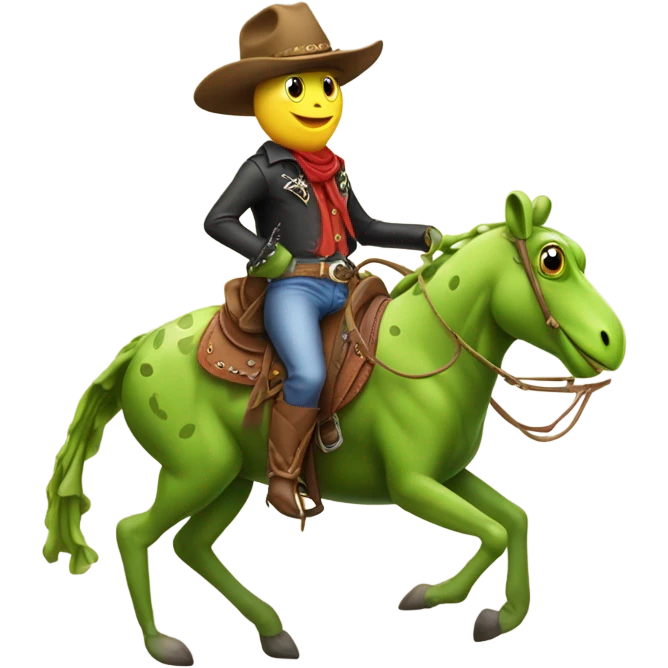 Cowboy Frog riding a horse emoji