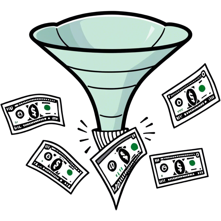 A funnel cloud with money flying around it emoji