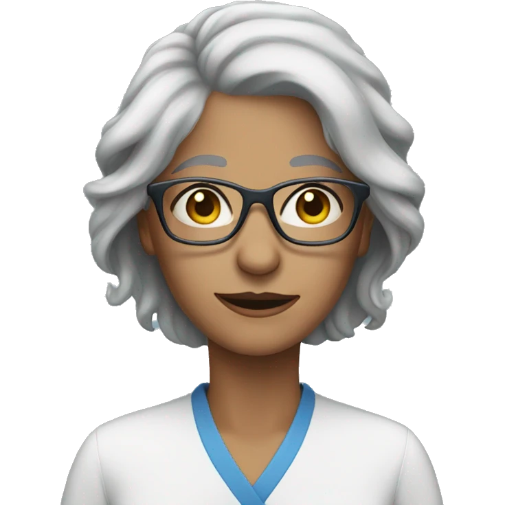 grey hair woman blue eyes glasses emoji