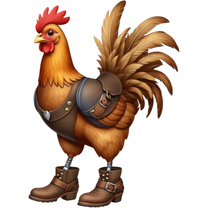 chicken wearing pants and boots emoji