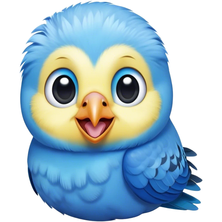 Cinematic Comical Blue Budgie Portrait Emoji, Head tilted dramatically with an exaggeratedly amused expression, featuring a striking blue feathered fur with a glossy finish, wide, expressive dark eyes filled with playful disbelief, Simplified yet hilariously expressive features, highly detailed, glowing with a slightly sassy glow, high shine, dramatic yet playful, stylized with an air of cheeky mischief, bright and endearing, soft glowing outline, capturing the essence of a spirited and over-the-top budgie, so meme-worthy it feels like it could side-eye its way into internet fame instantly! emoji