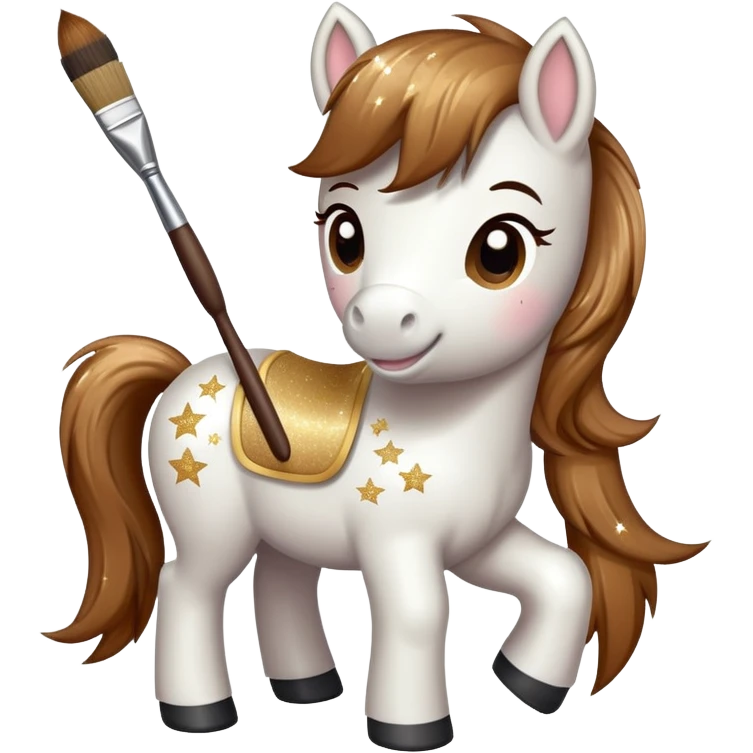 happy pony with a brush and sparkles emoji