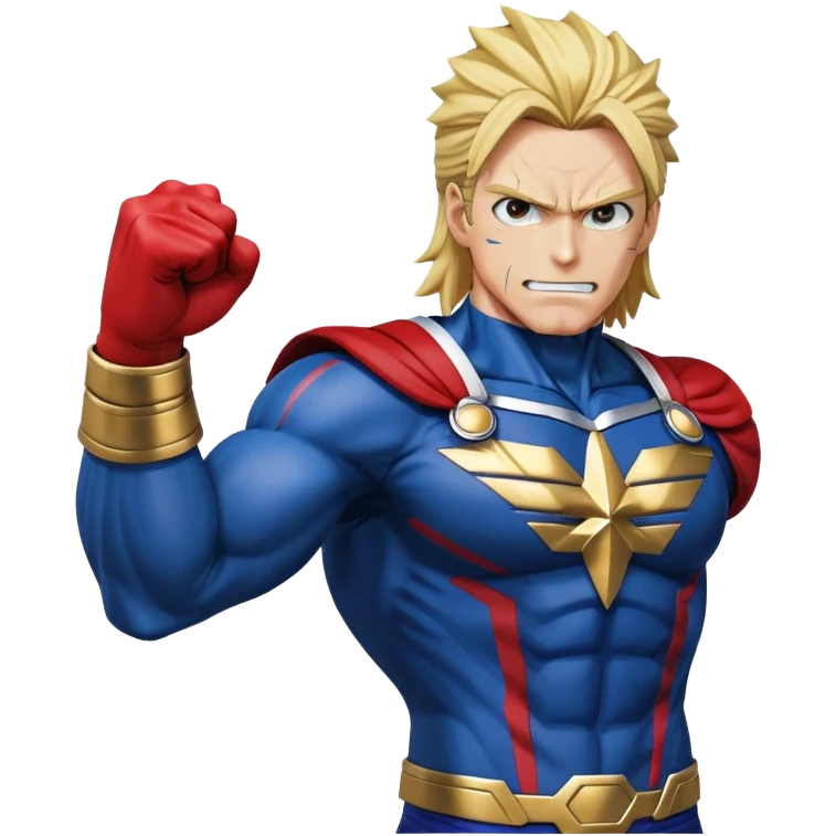 all might raised fist and blue and red costume emoji