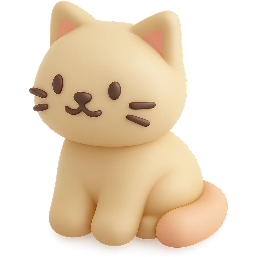 minimalist 3D poly icon of a cat emoji