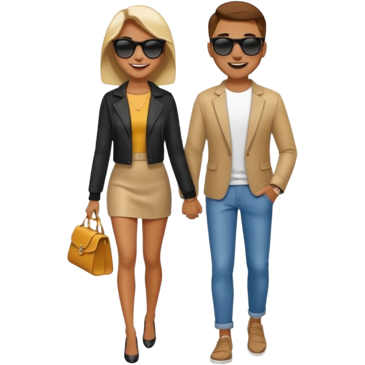 full-length stylish couple in sunglasses emoji