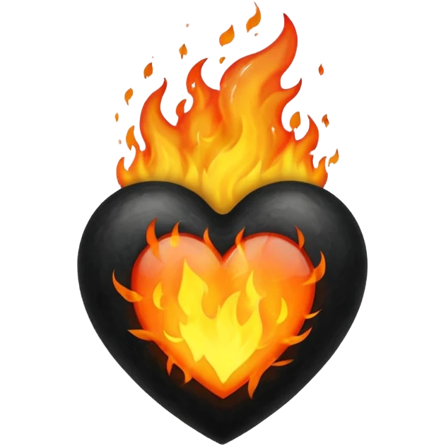 Black Heart and mixed with fire emoji