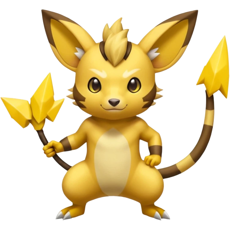 Electric Lemon-Yellow Sharp-Striped Spark-Crackling Agile Raichu-Zeraora-hybrid-Fakémon (full body) emoji