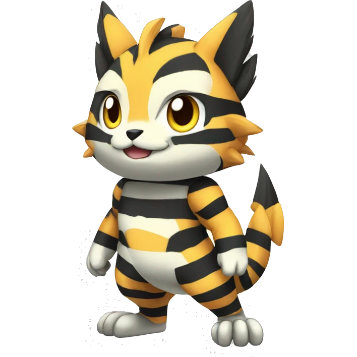 cute cool edgy striped Digimon-Fakemon-animal full body emoji