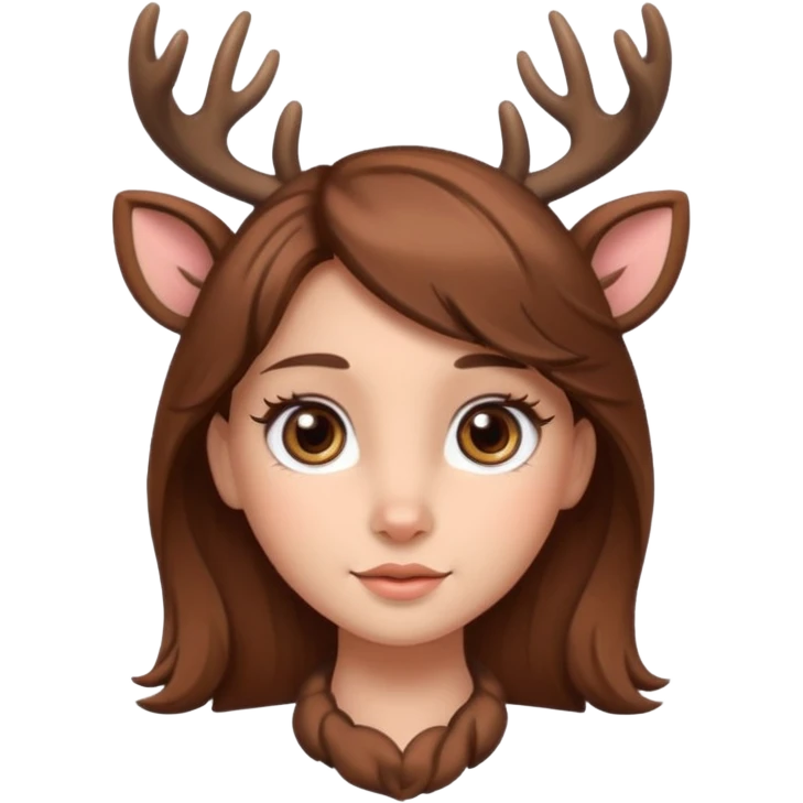 Make a cute girl deer with brown hair and big brown eyes give her cute lashes emoji