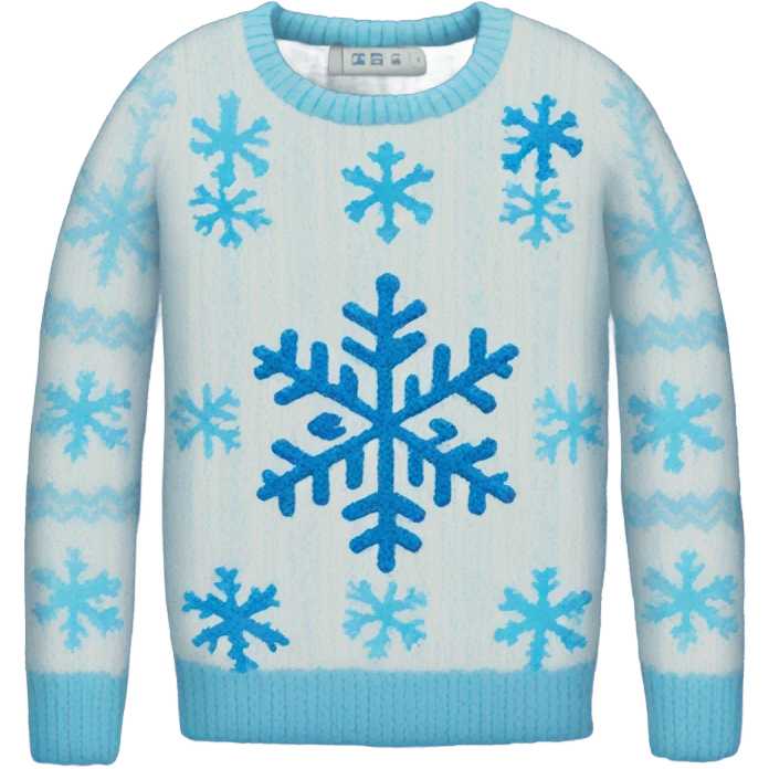 Knit sweater with blue snowflake glittery design emoji
