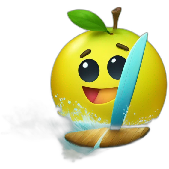 a yuzu fruit surfing emoji