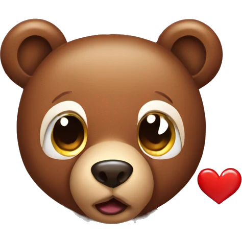 Cute brown bear with heart eating emoji