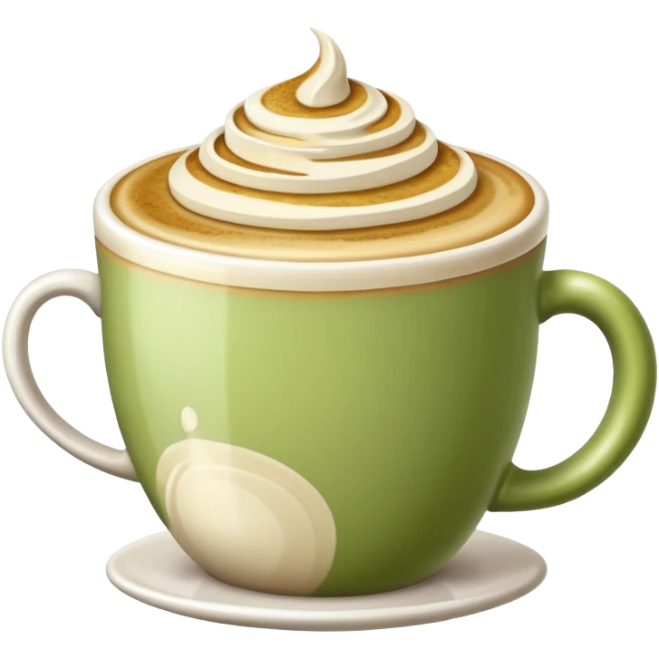 pistachio latte with latte art emoji
