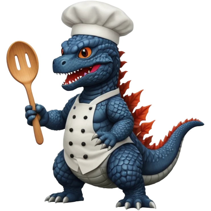 Black Godzilla that looks like the movies with a chef hat emoji